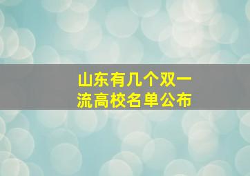 山东有几个双一流高校名单公布