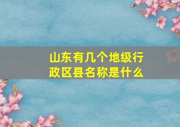 山东有几个地级行政区县名称是什么