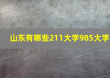 山东有哪些211大学985大学