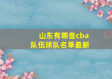 山东有哪些cba队伍球队名单最新