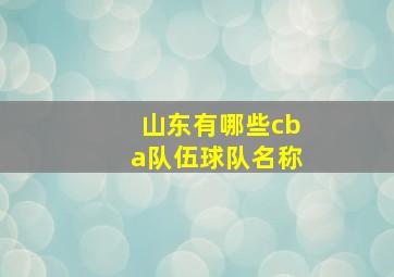 山东有哪些cba队伍球队名称