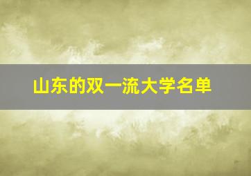 山东的双一流大学名单