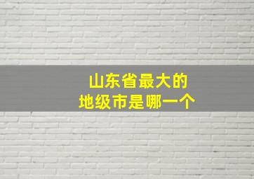 山东省最大的地级市是哪一个