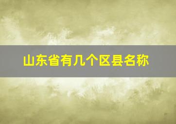 山东省有几个区县名称