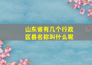 山东省有几个行政区县名称叫什么呢