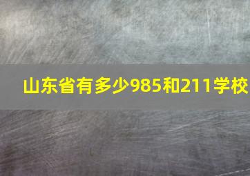 山东省有多少985和211学校