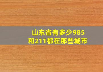 山东省有多少985和211都在那些城市