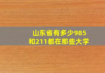 山东省有多少985和211都在那些大学