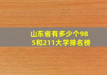 山东省有多少个985和211大学排名榜