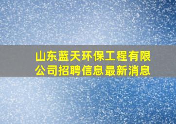 山东蓝天环保工程有限公司招聘信息最新消息