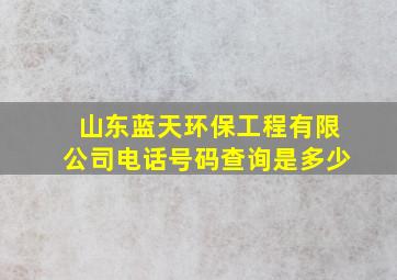 山东蓝天环保工程有限公司电话号码查询是多少