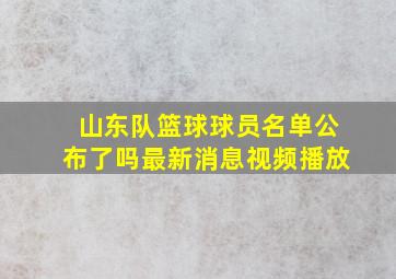 山东队篮球球员名单公布了吗最新消息视频播放