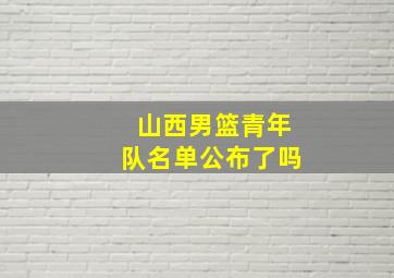 山西男篮青年队名单公布了吗