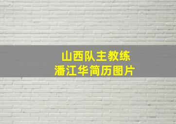 山西队主教练潘江华简历图片