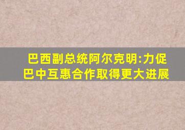 巴西副总统阿尔克明:力促巴中互惠合作取得更大进展