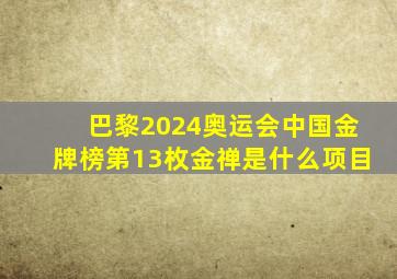 巴黎2024奥运会中国金牌榜第13枚金禅是什么项目