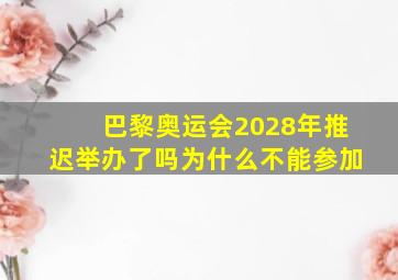 巴黎奥运会2028年推迟举办了吗为什么不能参加