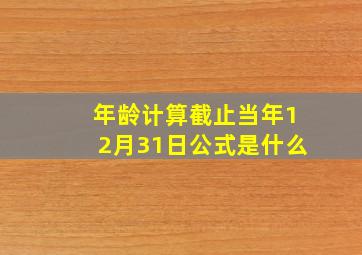 年龄计算截止当年12月31日公式是什么