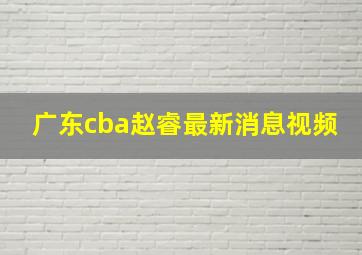 广东cba赵睿最新消息视频