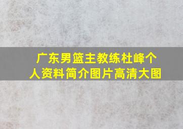 广东男篮主教练杜峰个人资料简介图片高清大图