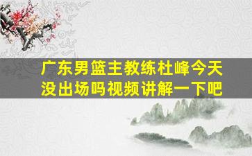 广东男篮主教练杜峰今天没出场吗视频讲解一下吧