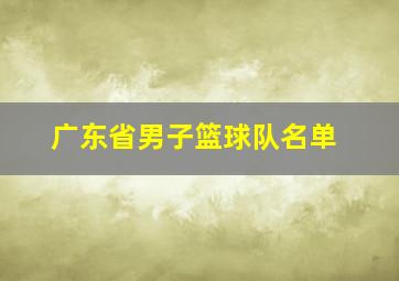 广东省男子篮球队名单