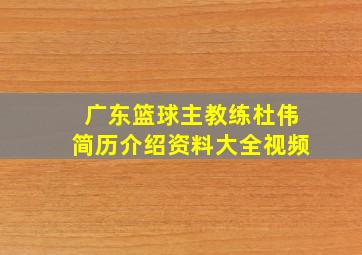 广东篮球主教练杜伟简历介绍资料大全视频