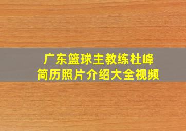 广东篮球主教练杜峰简历照片介绍大全视频