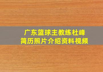 广东篮球主教练杜峰简历照片介绍资料视频