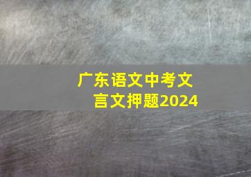 广东语文中考文言文押题2024