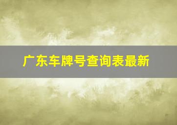 广东车牌号查询表最新