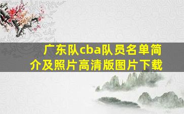 广东队cba队员名单简介及照片高清版图片下载