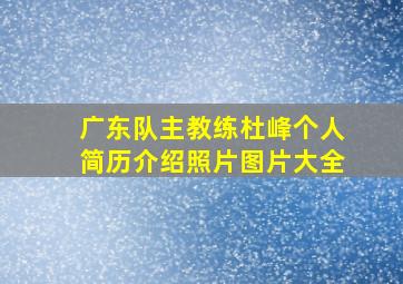 广东队主教练杜峰个人简历介绍照片图片大全