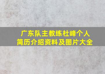 广东队主教练杜峰个人简历介绍资料及图片大全