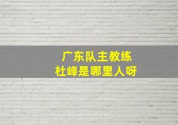 广东队主教练杜峰是哪里人呀