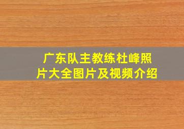 广东队主教练杜峰照片大全图片及视频介绍