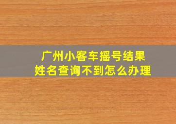 广州小客车摇号结果姓名查询不到怎么办理