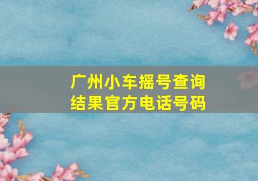 广州小车摇号查询结果官方电话号码