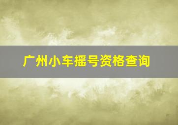 广州小车摇号资格查询