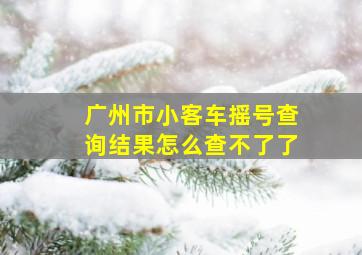 广州市小客车摇号查询结果怎么查不了了