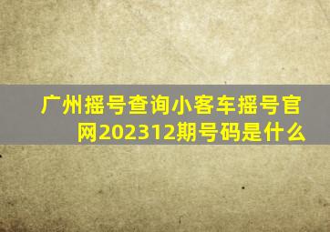 广州摇号查询小客车摇号官网202312期号码是什么