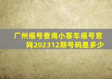 广州摇号查询小客车摇号官网202312期号码是多少