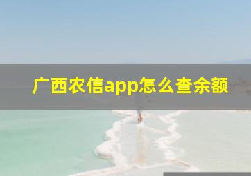 广西农信app怎么查余额