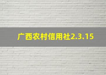 广西农村信用社2.3.15