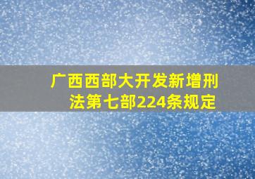 广西西部大开发新增刑法第七部224条规定