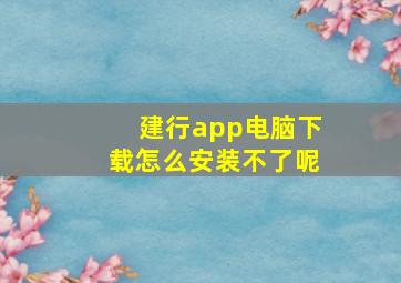 建行app电脑下载怎么安装不了呢