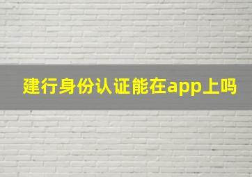 建行身份认证能在app上吗