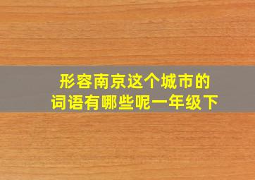 形容南京这个城市的词语有哪些呢一年级下