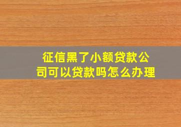 征信黑了小额贷款公司可以贷款吗怎么办理