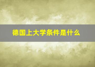 德国上大学条件是什么